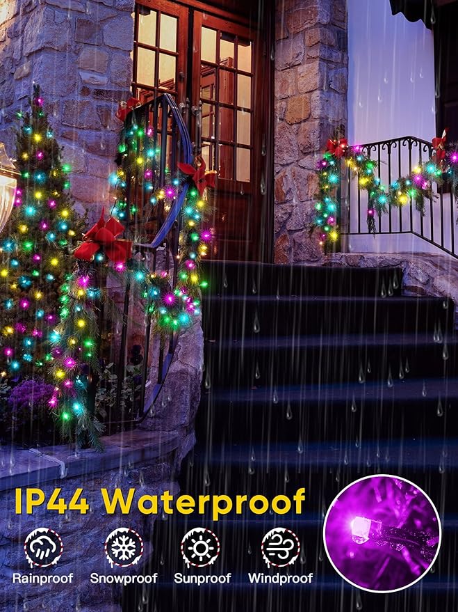Smart Color Changing Christmas Lights, 132FT 400 LED RGB Christmas String Lights with App & Remote Control, Waterproof Christmas Tree Lights for Outdoor Indoor Party Decor