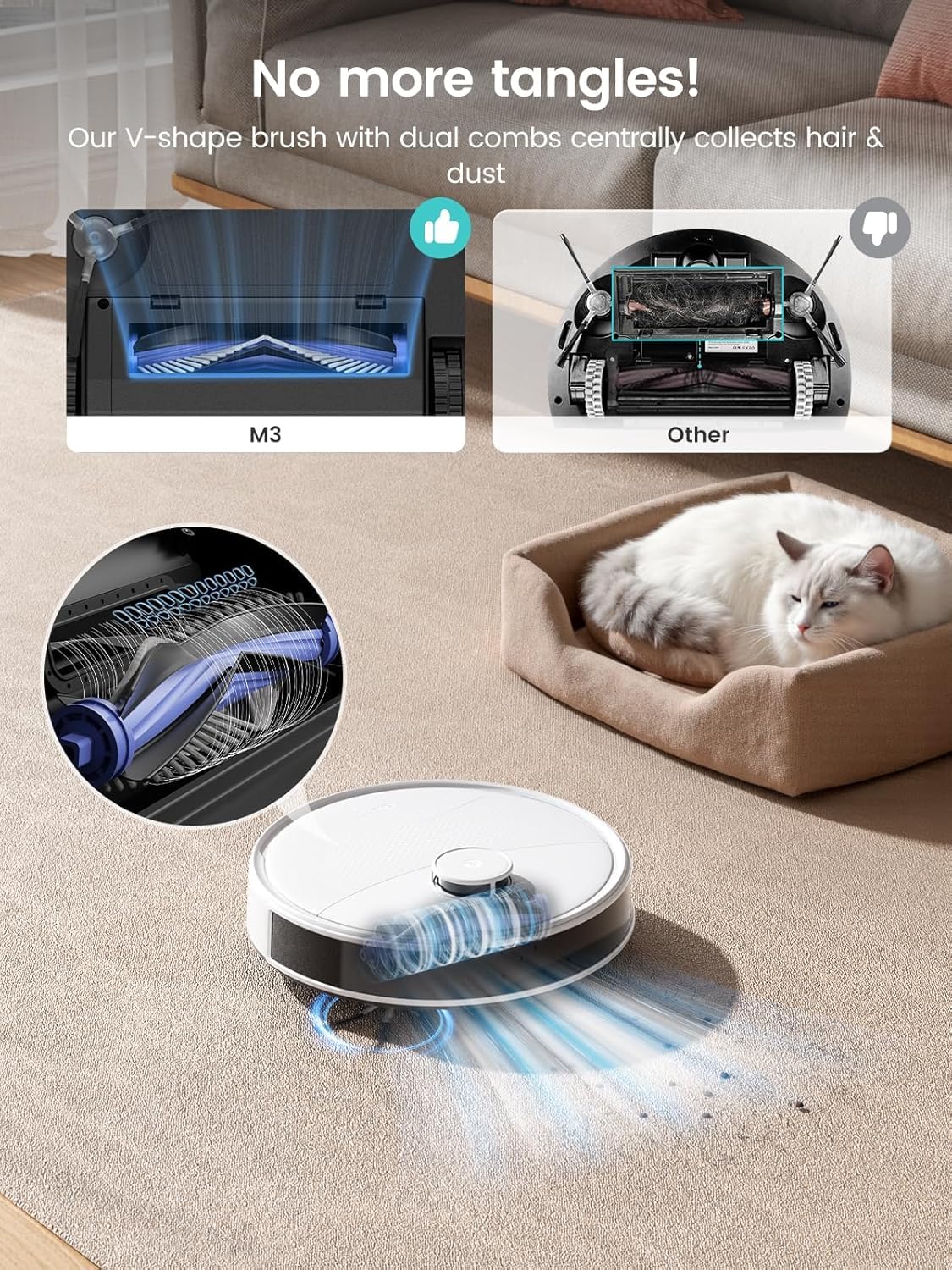 Lefant M210 Pro Robot Vacuum, Slim Quiet, 3 Adjustable Suction Levels, 6 Modes, Robot Vacuum Cleaner for Pet Hair, Hard Floors & Low Carpets, Self-Charging, WiFi/App/Alexa Control, Gray