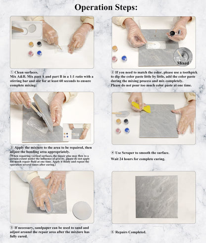 Shower Tray Repair Kit, Hupeyna Tub, Tile and Shower Repair Kit, Bathtub Repair Kit White for Chips Dents Cracks Holes Scratchs, Bath Repair Kit - More Colour Choices Available Marble Repair Kit