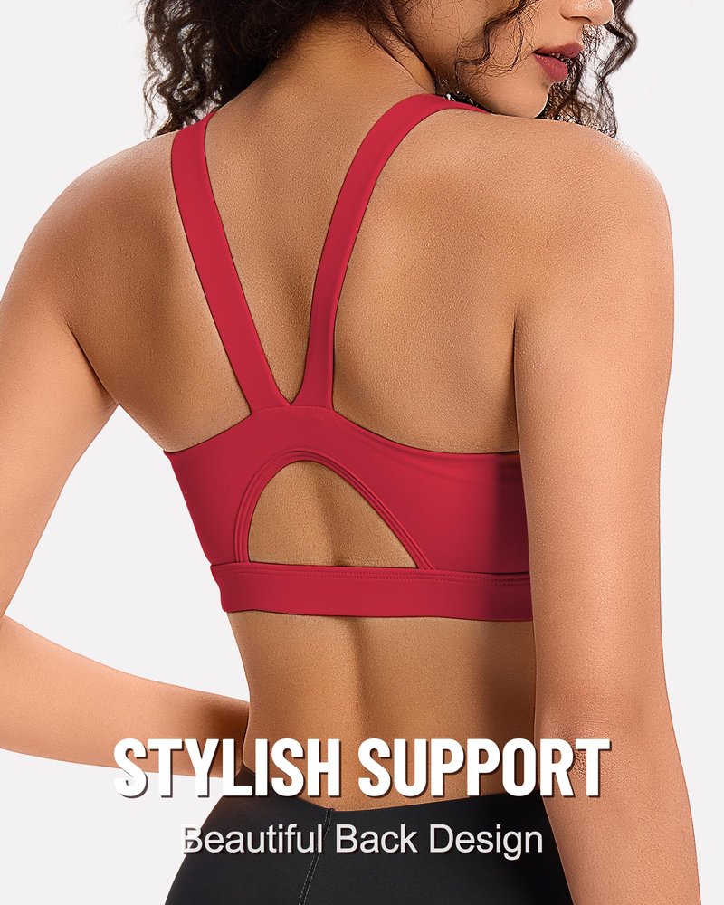 Sports Bras for Women, High Impact Sports Bra - Racerback Running Bra Padded Yoga Bra, Workout Crop Tank Tops Longline(Red)