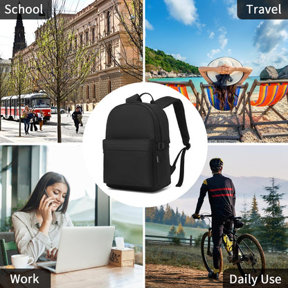 Kono School Backpack Casual Daypack School Bags for Girls Boys Bookbag Lightweight Travel Rucksack Work Bag for Men Women (Black)