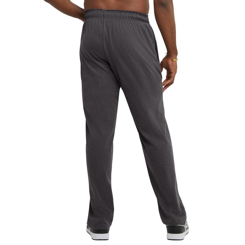 Champion Men's Open-Bottom Lounge Pants, Standard Fit, Lightweight 100% Cotton, Available in Regular and Big & Tall, Granite Heather, Large Tall