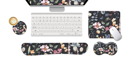 ArtSo Keyboard Wrist Rest Mouse Pad Wrist Support Ergonomic, Memory Foam Mousepad Non-Slip Base Comfortable Easy Typing Pain Relief, Flowers Plants