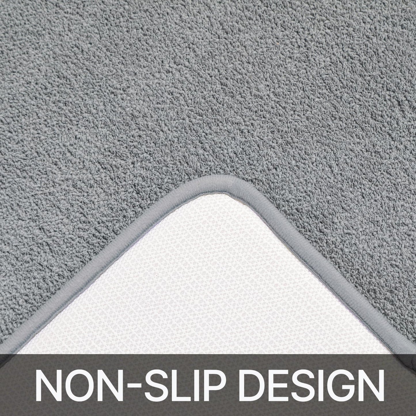HOMEIDEAS Upgraded Bathroom Rugs Set 3 Piece, Ultra Soft Memory Foam Bath Mats, Super Absorbent Non Slip Washable U-Shaped Toilet Bath Rug (Grey, 17"x24"+20"x32"+U-Shaped 20"x24")