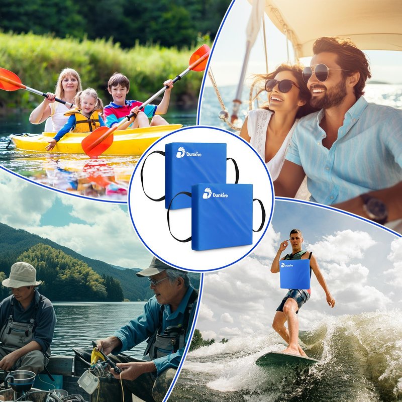 Dunkive 2 Pack Boat Throw Flotation Cushion, USCG Approved, Emergency Marine Throwable Flotation Device, Foam Boat Cushions Life Preserver, Throw Cushions for Boats, Kayaks, Canoes (Blue)
