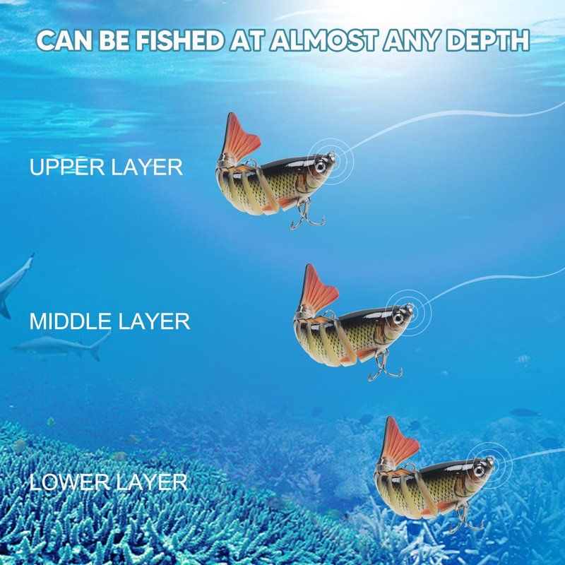 Fishing Lures for Bass Trout Walleye, 5pcs Segmented Multi Jointed Swimbaits Fish-Slow Sinking Bionic Hard Bait Swimming Fishing Lures with Treble Hooks Artificial Lures for Freshwater Saltwater