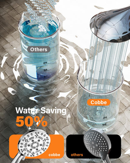 Cobbe Shower Head with Hose, High Pressure Shower Heads with 8 Spray Modes, Universal Bathroom Water Saving Shower Head Set, Large Powerful Flow Rain Showerhead for Low Water Pressure