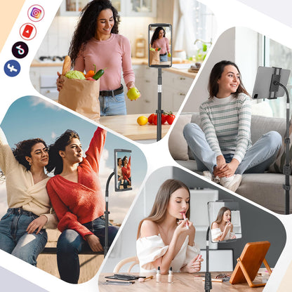 Aureday Adjustable Tripod Stand, 67” Height, Tablet Holder for iPad mini/Air/Pro, Kindle, Switch, Smartphones, 4.7”-12.9” Devices