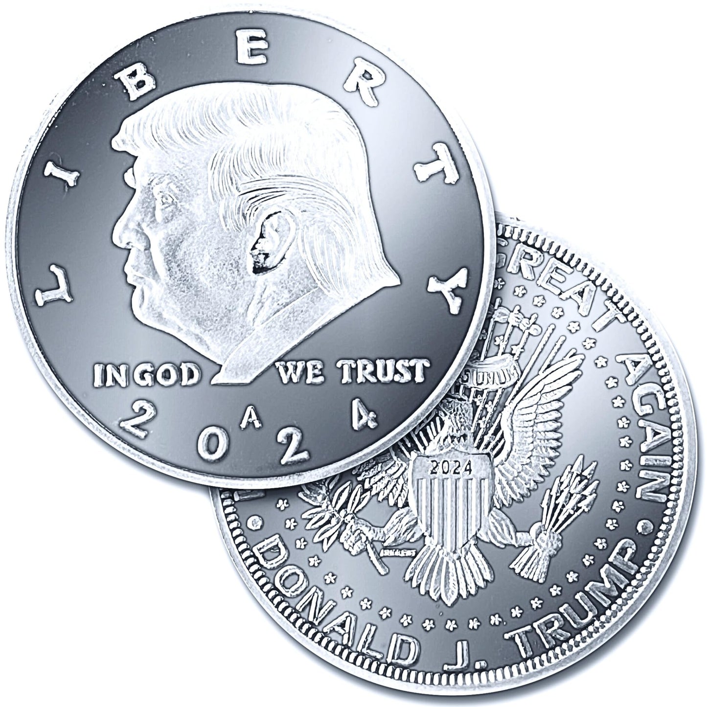 Aizics Mint Donald Trump Silver Coin 2024 with Certificate of Authenticity, President Coin, Trump Coin Collectors, Silver Plated, 38mm x 2mm