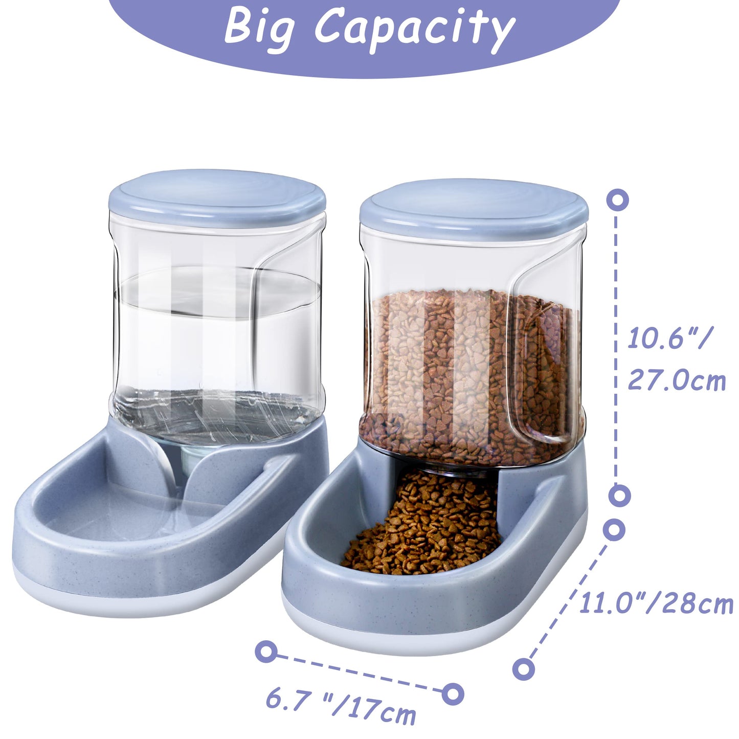 Lucky-M Pets Automatic Feeder and Waterer Set,Dogs Cats Food Feeder and Water Dispenser 3.8L,2 in 1 Cat Food Water Dispensers for Small Medium Big Pets
