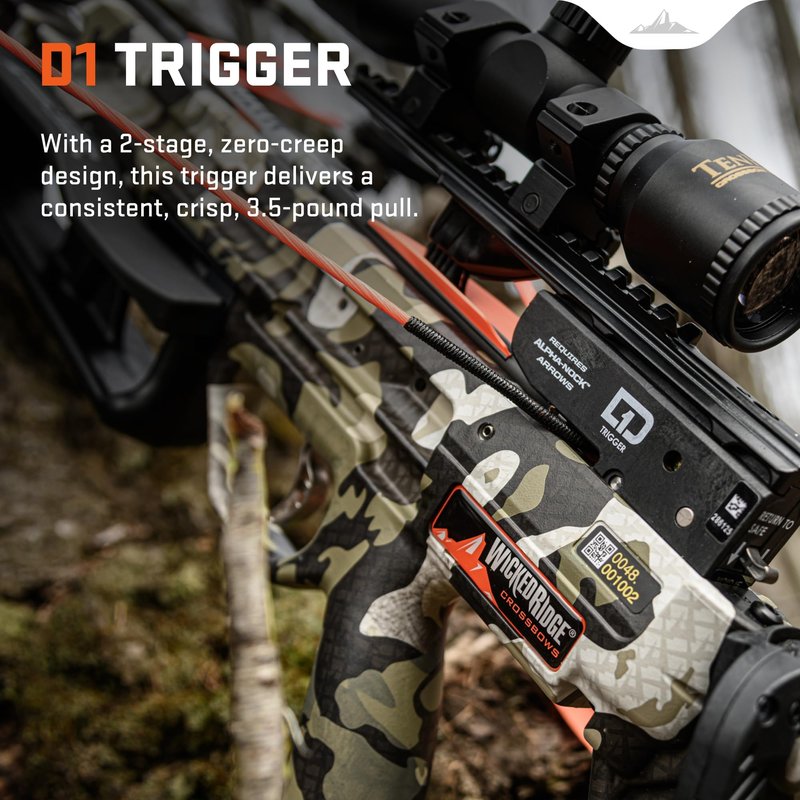 Wicked Ridge Invader M1 De-Cock Crossbow with Scope Bundle with Soft Case, Alpha-Nock Carbon Arrow, Alpha-Blaze Lighted Carbon Arrows, Neoprene Sling, Conditioner, and Premium Lubricant (7 Items)