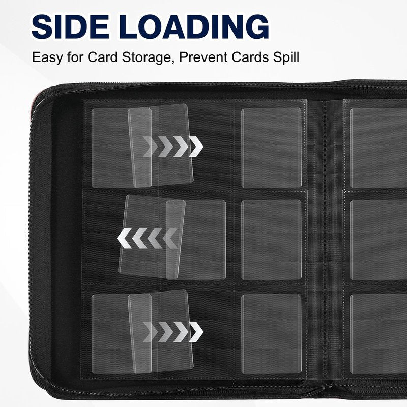 Top Loader Binder, Holds 288 Toploaders, 288 Toploader and 288 Card Sleeves INCLUDED, 9-Pocket Top Loader Binder for 3" x 4" Rigid Toploaders, Double-Sided Card Binder for TCG, Sport Cards