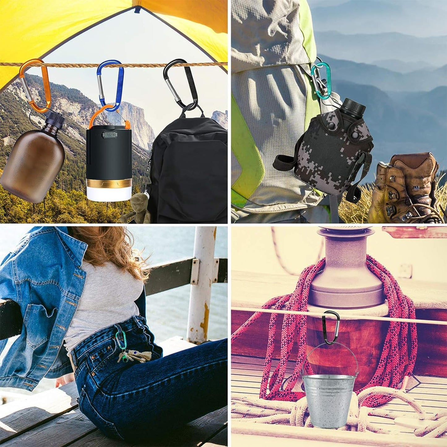 12PCS Carabiner Keychain Clip - 3" Aluminum Caribeener Key Clip,D Ring Shape Nonlocking Carabeaner Hook Buckle,Multi-Function Spring Snap Key Clips Tool for Home,Camping,Hiking,Traveling,Backpack