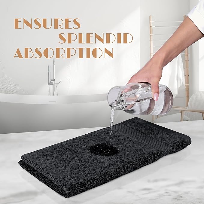 White Classic Black Hand Towels