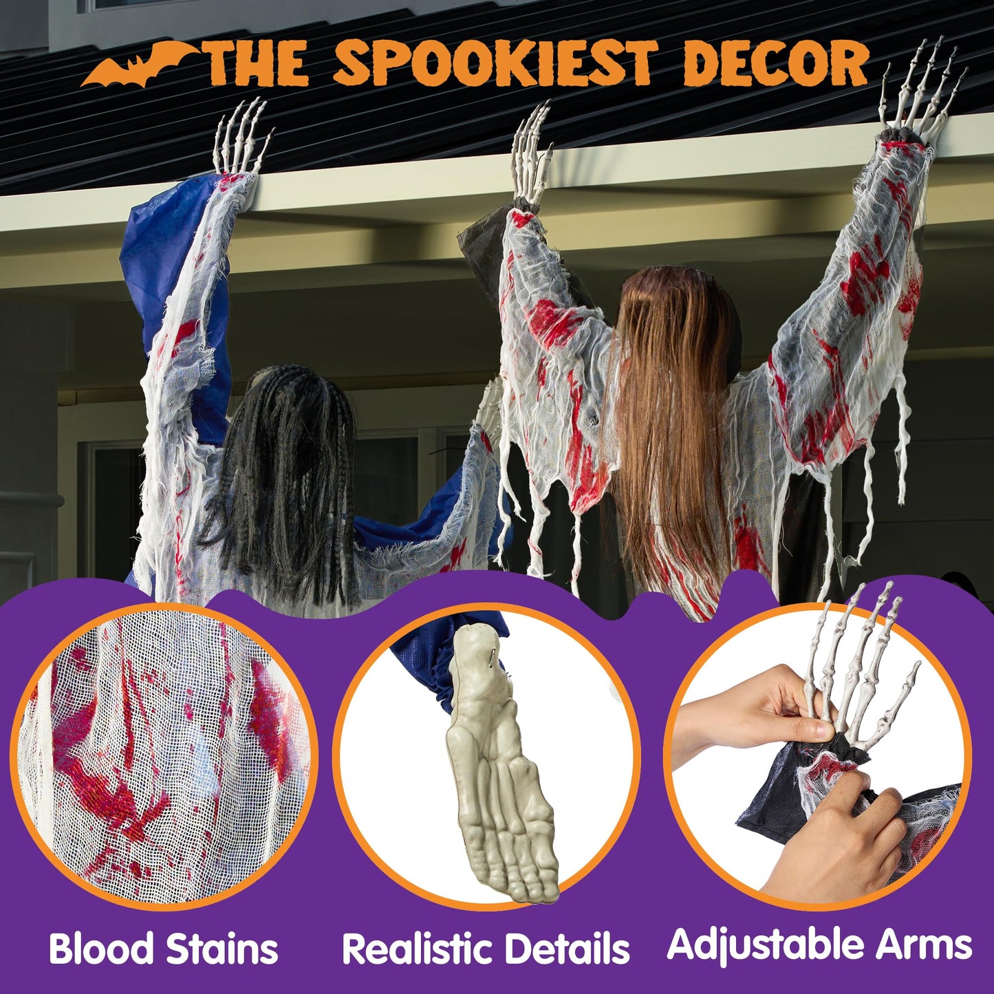 JOYIN 47" Halloween Climbing Zombies Wall Decoration Outdoor (2 Pcs), Halloween Zombie Undead for Haunted House Prop, Yard Patio Wall Decoration Party Supplies