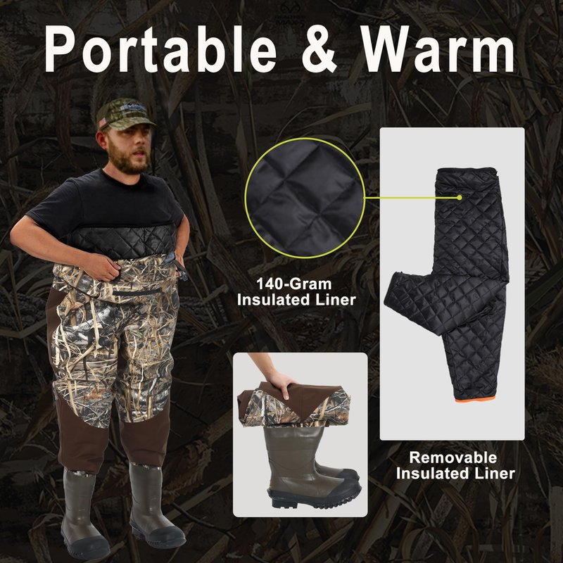 8 Fans Breathable Hunting Waders,1000G Insulation Boots with Removable Insulated Liner for Duck Hunting (Next Camo, 8-14) (Stout-10)