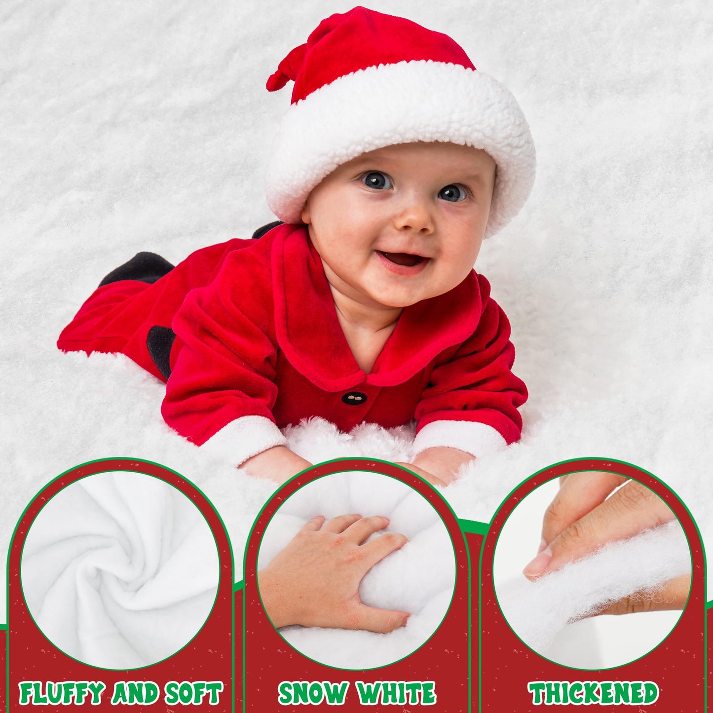 Snow Blanket, 3×8 FT Thick Xmas Fake Snow Blanket, Artificial Christmas Blanket for Christmas Village Display, Christmas Decorations, Fluffy Christmas Tree Base Cover, Winter Wonderland Decorations