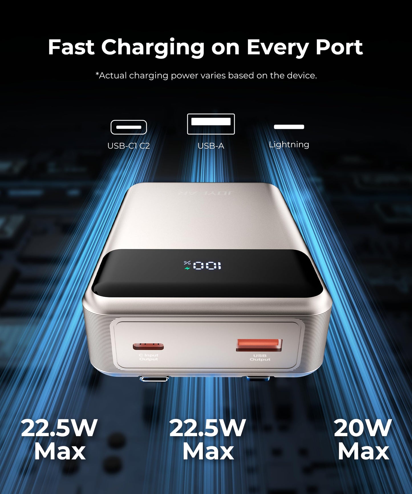 Portable-Charger-Power-Bank Travel Essentials Battery Pack USB C 30000mAh Built in Cable 22.5W Phone Fast Charging Powerbank Compatible with iPhone 16 15 14 13 12 11 iPad Samsung Google Xiaomi