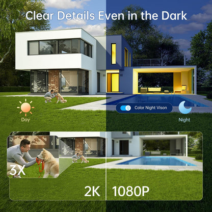 Security Cameras Wireless Outdoor 2K: Battery Powered WiFi Camera with AI Motion Detection for Home - Color Night Vision Spotlight Siren Alarm 2-Way Talk IP65 Waterproof Cloud TF Storage 2-Pack