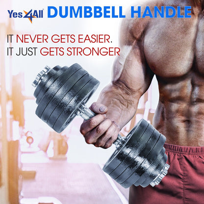 Yes4All Pair of Threaded Dumbbell Handles 14/16/18/24 inch, Chrome/Rubber Grip, Fit 1” Plates, Weight Bar Connector