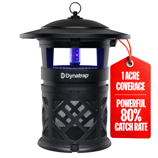 DynaTrap DT2030SR Fly Traps Outdoor - Mosquito & Flying Insect Killer for 1 Acre – Kills Flies, Gnats, Wasps - Bug Zapper Alternative - Black