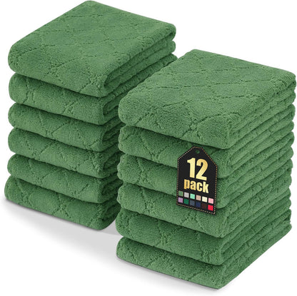 Homaxy 12 Pack Kitchen Dish Cloths (10 x 10 Inches, Grey), Super Soft and Absorbent Coral Velvet Dish Towels, Nonstick Oil Fast Drying Microfiber Cleaning Cloth, No Lint Household Dishcloths