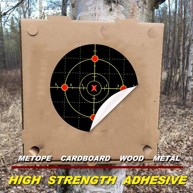 Atflbox 6 inch Splatter Adhesive Bullseye Fluorescent Yellow Shooting Target Stickers, 100 Self Adhesive Target Roll for BB Gun, Pellet Gun, Airsoft, Rifle Indoor and Outdoor Shooting Range