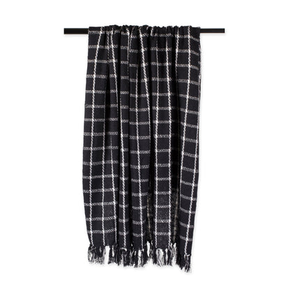 DII Transitional Checked Plaid Woven Throw, 50x60, Black