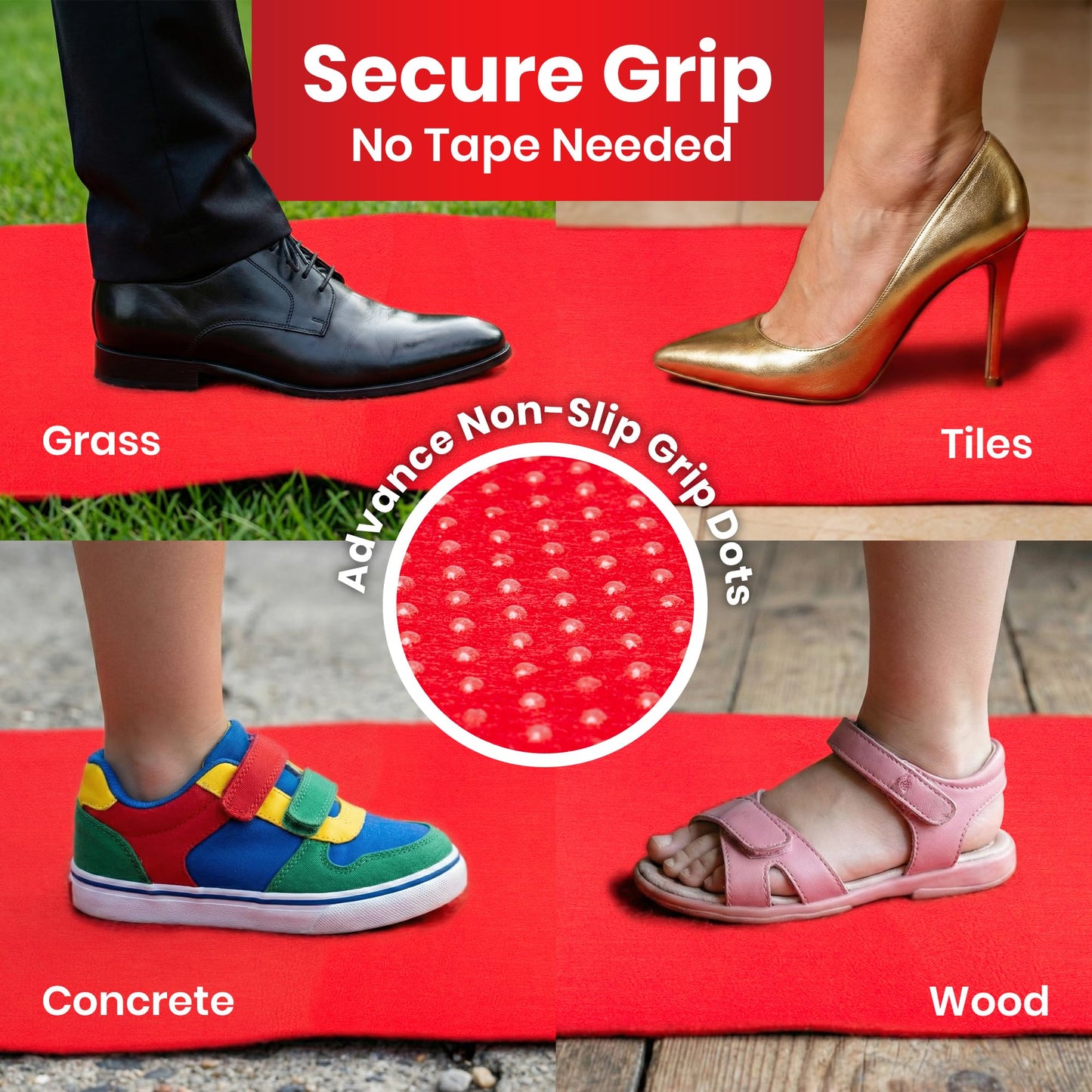 Red Carpet Runner for Party - Durable, Non Slip Red Rug - Hollywood Theme Party Decorations, Wedding Ceremony, Runway, Prom, Indoor & Outdoor Event (2.2x16.4ft)