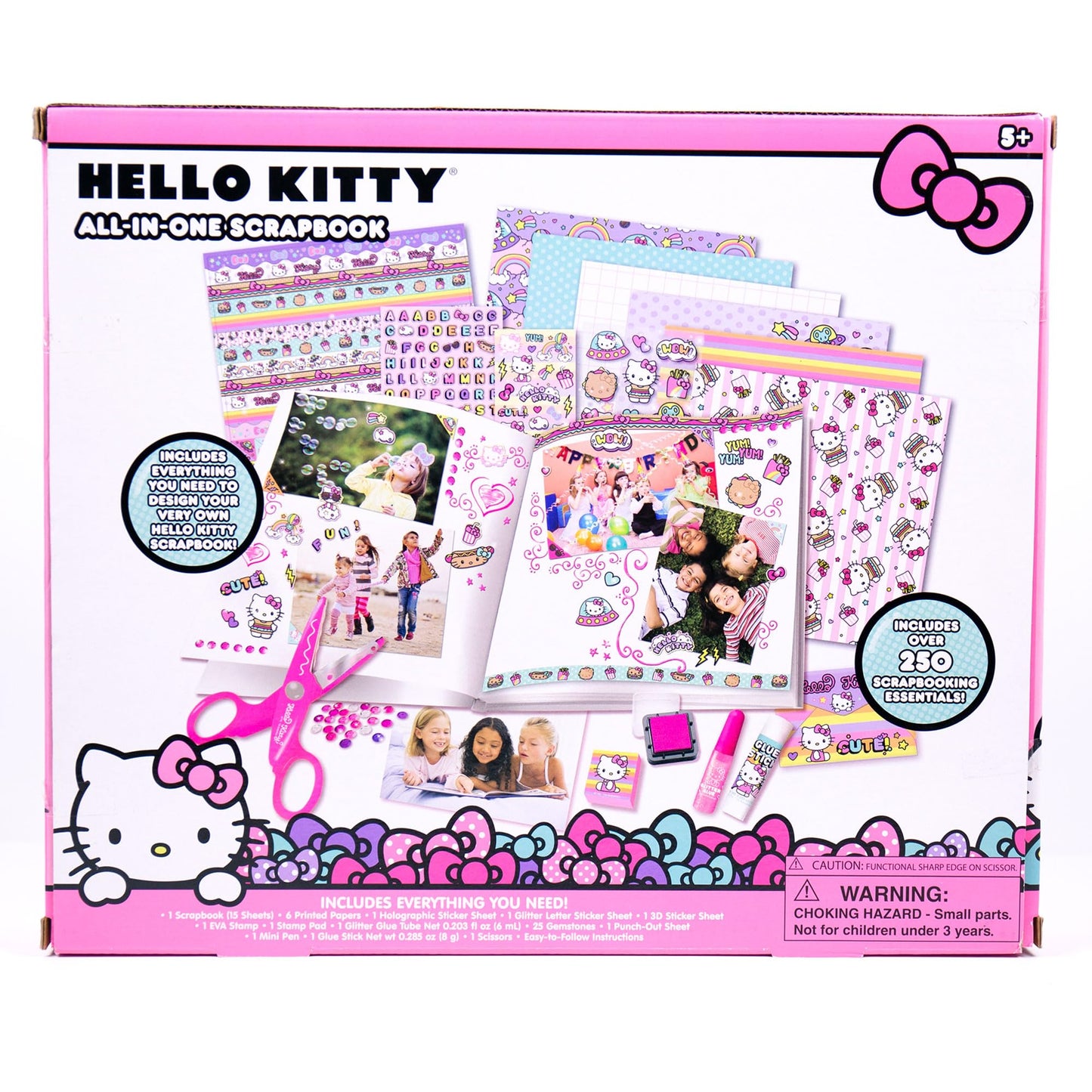 Hello Kitty All-in-One DIY , Design Your Own Scrapbook with Over 250 Essentials, Great Hello Kitty Toys for Weekend Activity, Photo & Keepsake Album for Kids Ages 5, 6, 7, 8, 9, Small, Multicolor