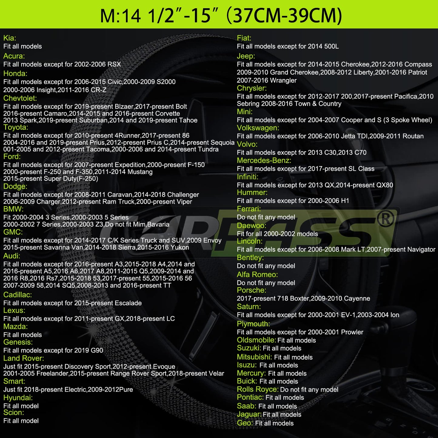 CAR PASS Lace and Spacer Mesh Steering Wheel Covers,14.5-15 Inch Car Steering Wheel Cover Fit for 95% Sedan,Vans,SUV,Coupe,Cars. Pretty Sequins Cute Women Girls(Mint Lace)