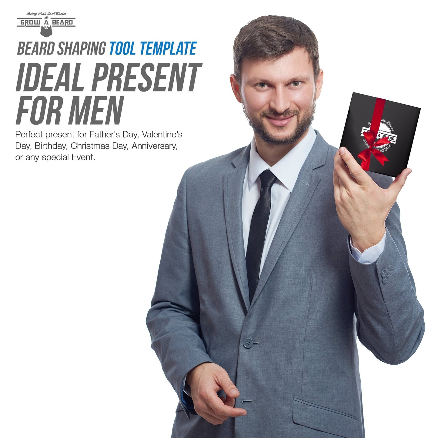 Beard Shaper & Beard Shaping Tool for Men, Beard Lineup Guide Template, Perfect for Styling and Edging, Includes Dual Action Beard Comb & Barber Pencil Liner