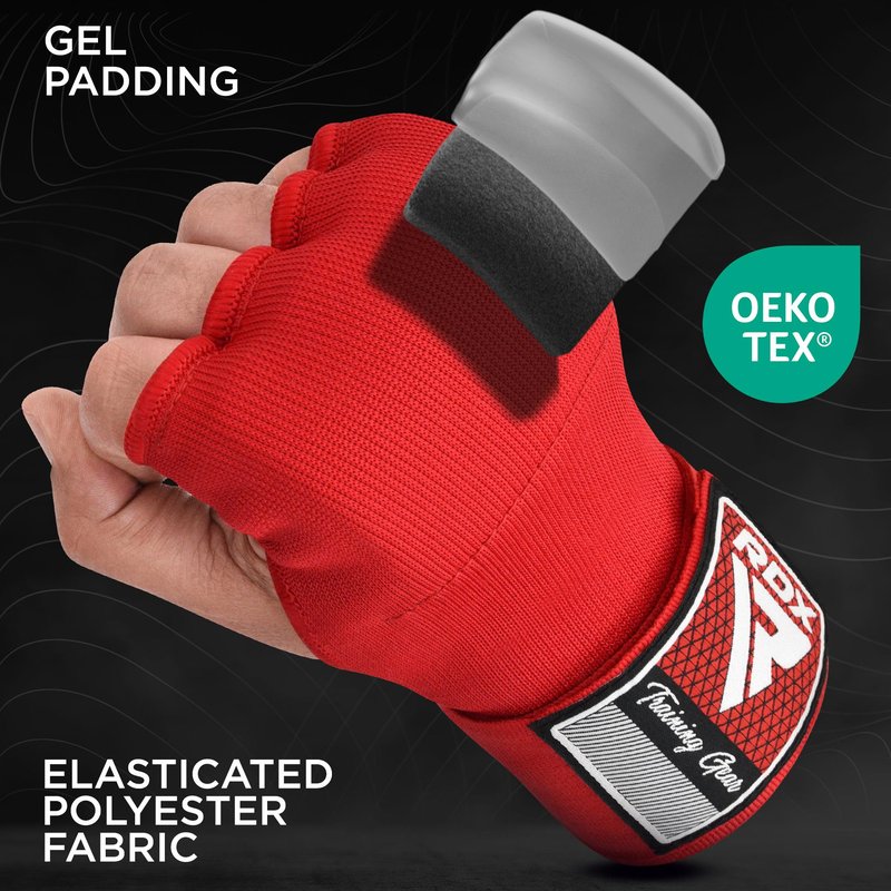 RDX Training Boxing Inner Gloves Hand Wraps MMA Fist Protector Bandages Mitts,Red,Small