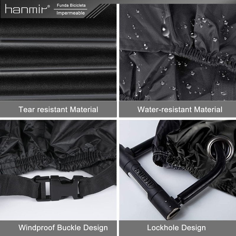 Bike Cover, Waterproof Outdoor Bicycle Cover with Lock Hole for Mountain Road Bikes