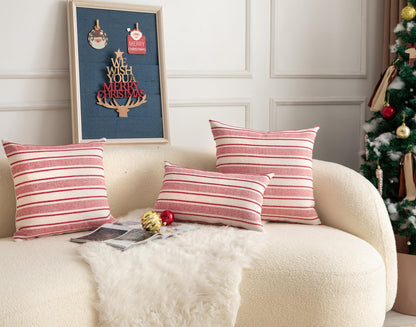 Cethom Christmas Pillow Covers, Boho Textured Red Pillow Case, Pillow Covers 18 x 18 Inch Set of 2 Christmas Decorative, Chair Sofa Bedroom Living Room Home Holiday Decor Cushion Case