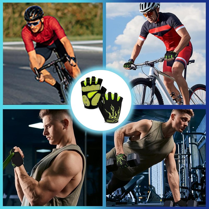 Cycling Gloves for Men & Women - 5MM Gel Pad Half Finger Design | Ideal for Cycling, Weight Lifting & Outdoor Sports