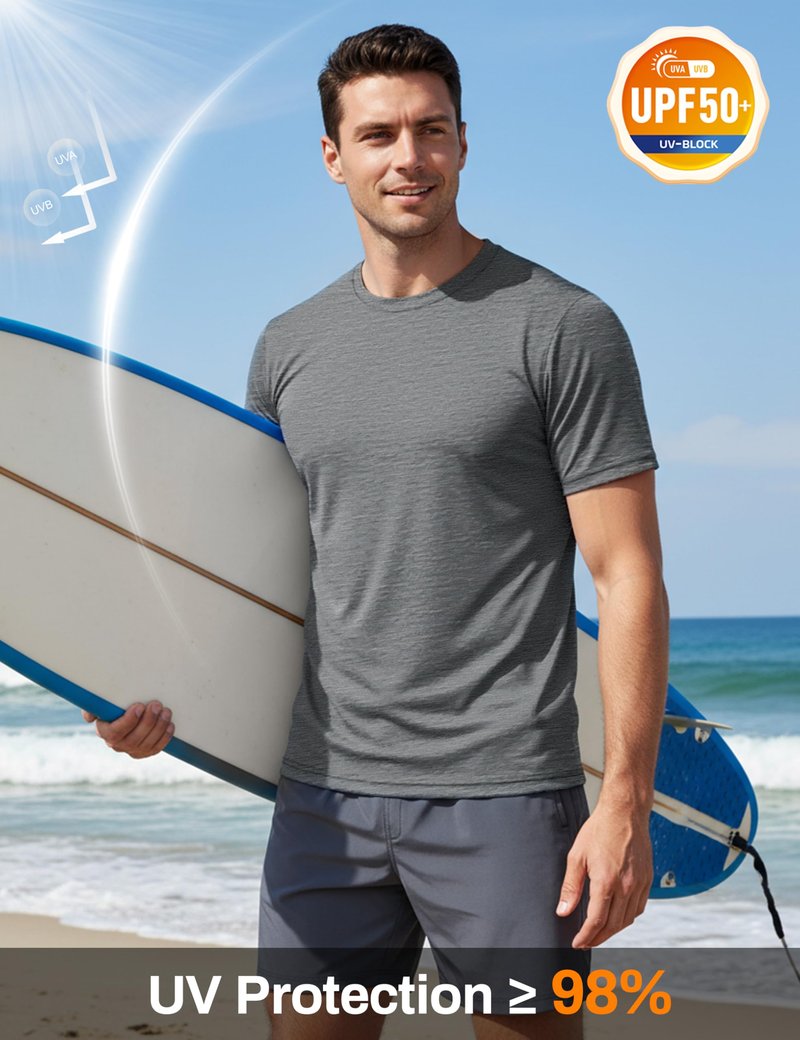 MAGCOMSEN Men's Short Sleeve Dry Fit Tshirts Moisture Wicking Athletic Shirts Sun Protection Workout Shirts Hiking Dark Grey 2XL