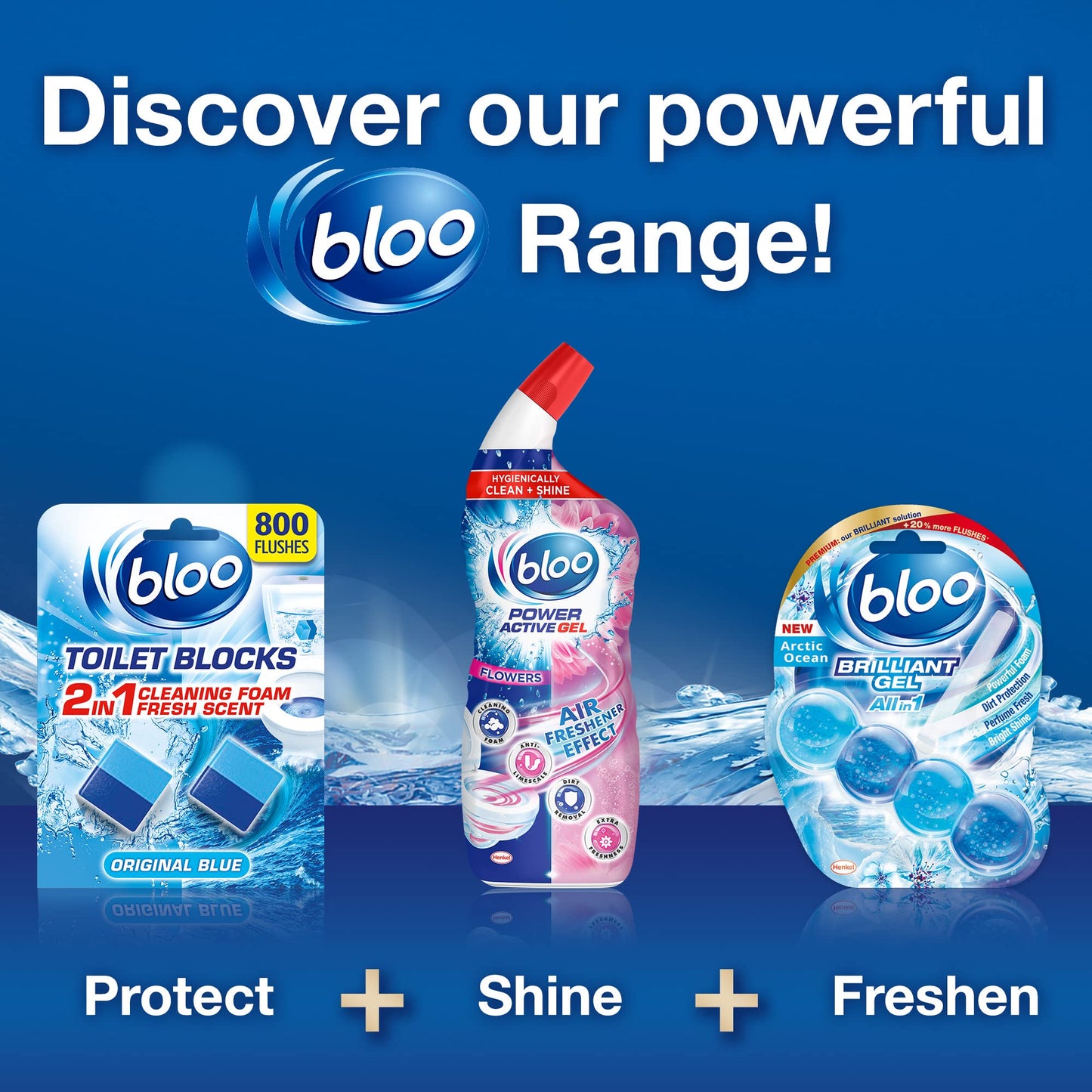 Bloo Toilet Block Original Blue, Coloured Water In Tank Blocks, Letterbox Sized Recyclable Box,16 x Cleaning blocks 800g