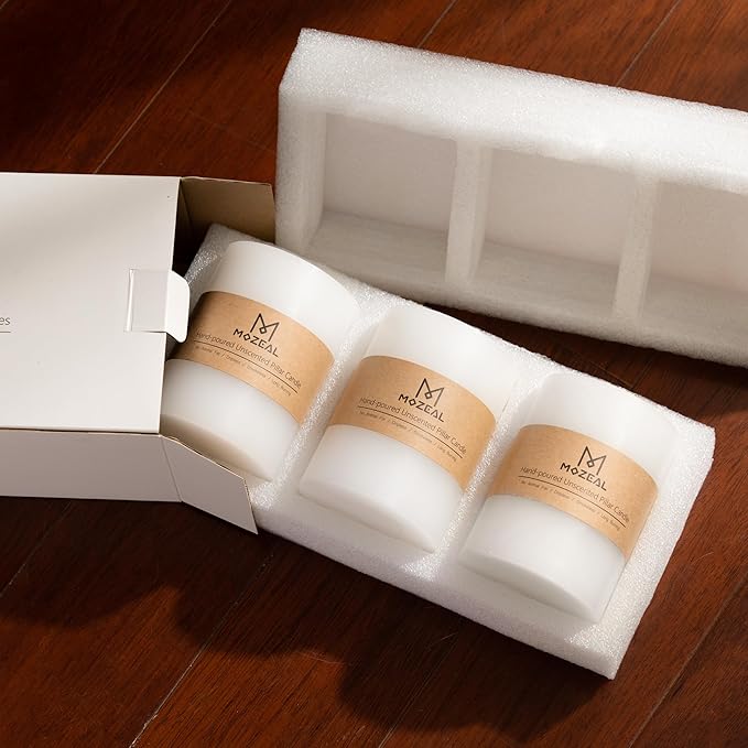 MOZEAL 3" x 6" Hand-Poured Unscented Candle,Dripless Pillar Candle Set of 3,Long Lasting Burning,Approx 120 Hours Burn Time,Rustic Country Style,for Wedding,Dinner,Christmas and Home Decor,Dark Green