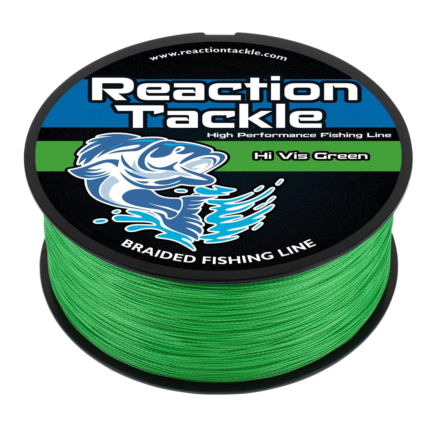 Reaction Tackle Braided Fishing Line - Strong Abrasion-Resistant Smooth Casting Zero Stretch PE Braid Line - Saltwater & Freshwater Fishing - Hi Vis Green (No Fade) 80 Lb (500 Yards)