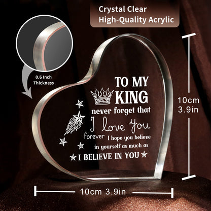 Valentines Day Gifts for Him Boyfriend Husband, Mens Valentines Day Gifts, Anniversary I Love You Gifts for Him, Men's Heart Shaped Acrylic Block -Fathers Day Birthday Gifts for Husband