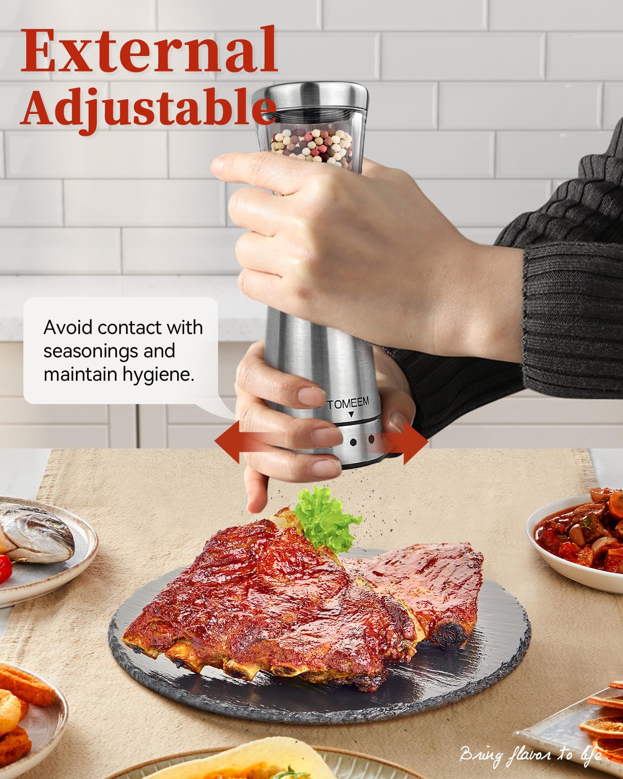 Electric Salt and Pepper Grinder Set with Storage Base, Stainless Steel Rechargeable Salt and Pepper Grinder Set with 4.5 oz Large Capacity, 1.8" Wide Mouth, Adjustable Coarseness, Ideal for Kitchen