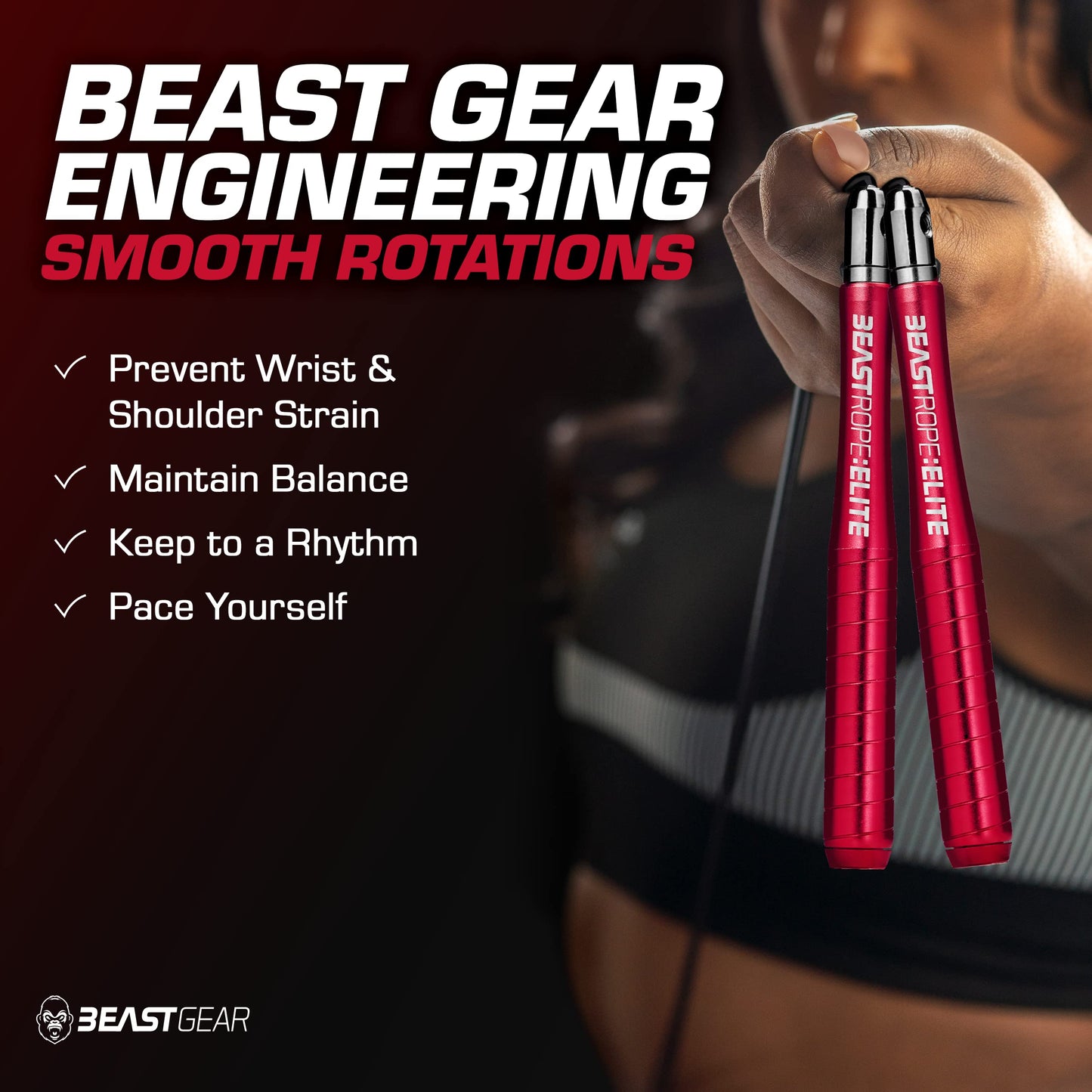 Beast Gear Jump Rope for Men and Women - Built for Speed, Premium Aluminium Jumping Rope for Advance Fitness - Boxing, MMA, HIIT, Strength Training & Double Unders