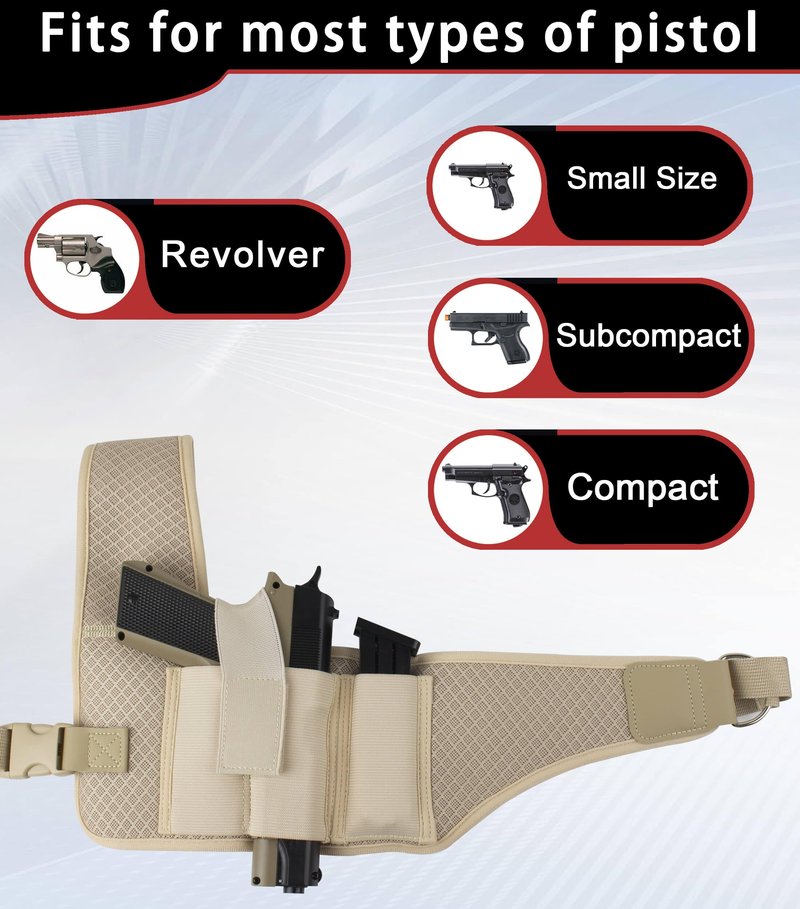Universal Shoulder Holster for Men,Chest Holster for Pistols Fit 1911, Glock 17/19/23 and Most Kinds of Pistols- for Right Hand use