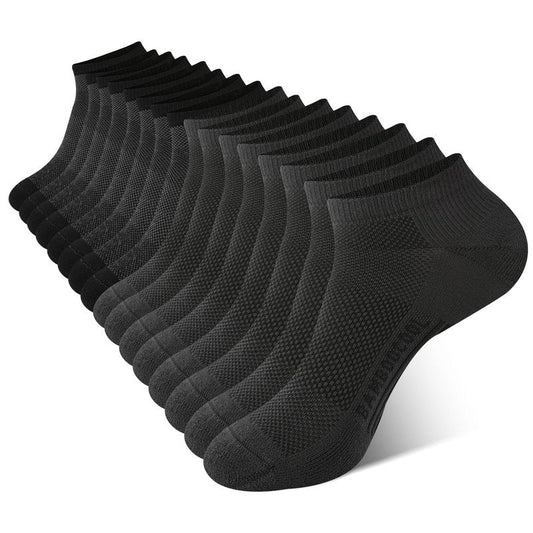 BAMBOO COOL Men's Athletic Ankle Socks Moisture Wicking, Anti-Odor Breathable Running Mesh Socks Arch Support, 8 Pack