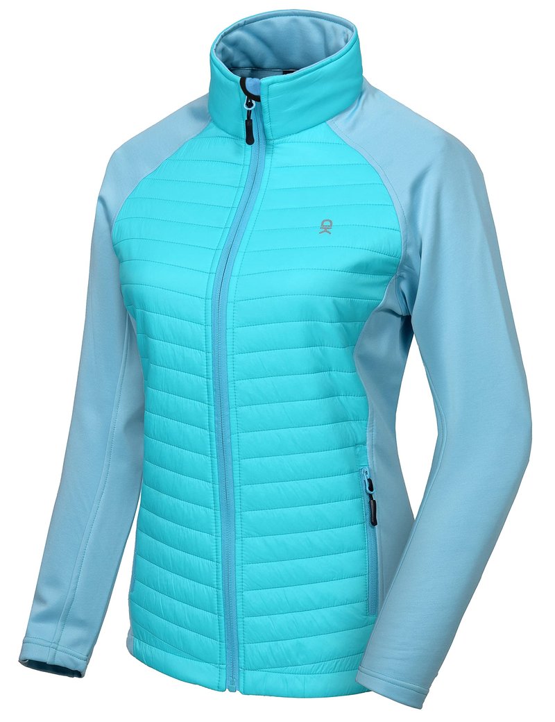 Little Donkey Andy Women's Insulated Hiking Jacket, Thermal Running Hybrid Jacket, Lightweight Breathable and Warm, Blue Radiance Size M