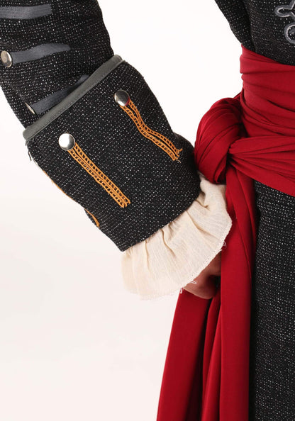 Adult Blackbeard Pirate Costume Mens, Black High Seas Swashbuckler Captain Halloween Outfit