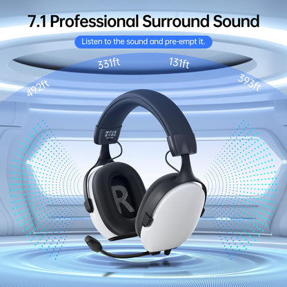 CASLSI Gaming Headsets with Mic for Xbox,PS4,PS5,Switch,PC,7.1 Surround Sound Gmaing Headphones with Noise Cancelling Microphone,50MM Dynamic Drivers, 3.5MM Audio Jack-White