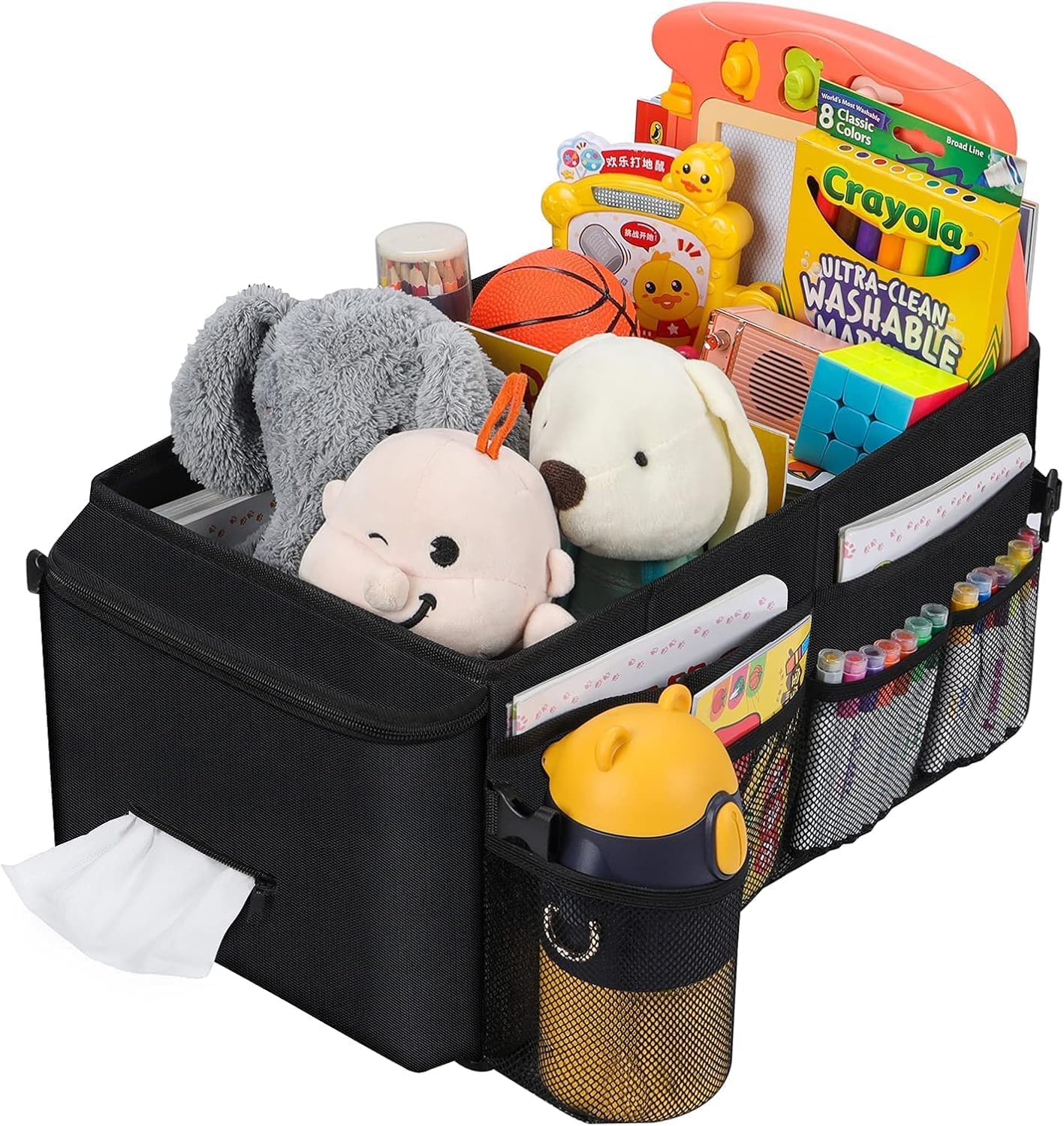 Car Organiser- Car Seat Organiser for Front Seat Back Seat Between Seats, Car Storage Organiser for Kids with Multi- Pockets, Car Organisers and Storage, Adjustable Dividers(Black)
