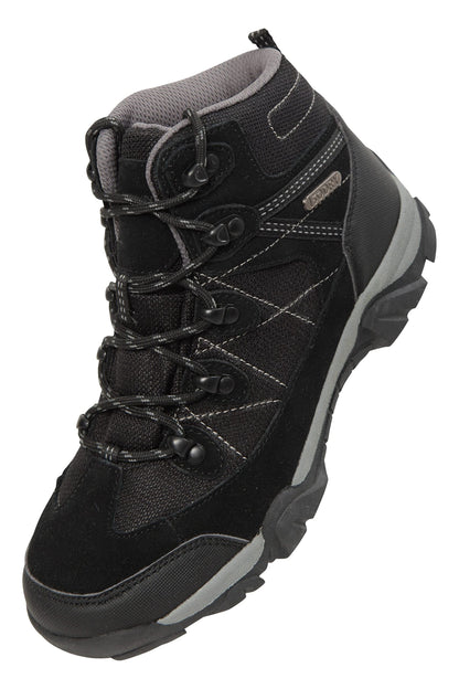 Mountain Warehouse Trail Kids Waterproof Boots - Synthetic Mesh Upper Girls & Boys Shoes, EVA Footbed, High Traction - Best for Spring Summer, Hiking & Outdoors Black Kids Shoe Size 5